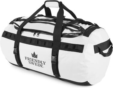 Водонепроникна дорожня сумка Friendly Swede Duffle Bag Рюкзак - 30 л / 60 л / 90 л - Сухий мішок Duffel з функцією рюкзака - SANDHAMN (білий, 90 л)