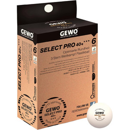 М'ячі для настільного тенісу GEWO Select PRO - 3-зірковий м'яч для настільного тенісу з пластику 40 зі швом - М'ячі для змагань, сертифіковані ITTF - Високоякісні професійні м'ячі для настільного тенісу білого кольору, діаметром 40мм (6 шт. )