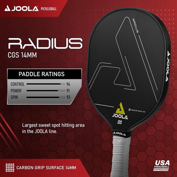 Весло для піклболу JOOLA Radius Pro, карбонове зчеплення, більше контролю