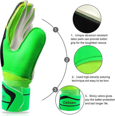 Рукавички воротарські Junior Unisex Super-Grip Fingersave зелені (р. 6)