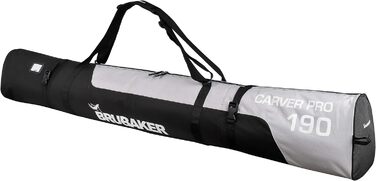 Лижна сумка Carver PRO BRUBAKER Skibag - 5 кольорів - 170 см або - М'яка лижна сумка із застібкою на блискавці (Black/Silver, 190 см)