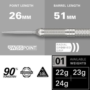 Мішень для дротиків Crux 90 вольфраму Swiss Point Steel Tip 23 г