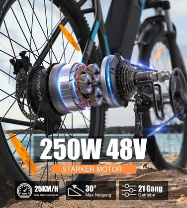 Акумулятор VARUN E-Bike 48V 13Ah, 100 км, 250 Вт, синій