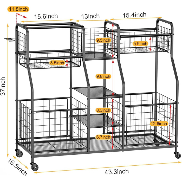 Органайзер для інвентарю, полиця для м'ячів, візок для зберігання"