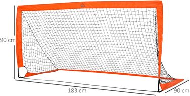 Набір 2 складних футбольних воріт для дітей, 183x90x90 см, помаранчевий