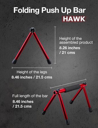 Портативні та легкі, міцні дюралюмінієві бруси для віджимання та внутрішні та зовнішні паралетні стовпи для чоловіків і жінок (Falke Red)