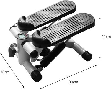 Степпер з регульованим кермом, нековзними ручками, фітнес-степпер з LCD монітором для дому та тренажерного залу, Total Body Step Machine (38 * 30 * 21 см, Noir et gris)
