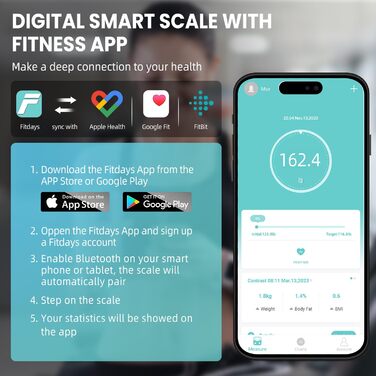 Ваги для ванної кімнати BAGAIL Smart Body Weight, цифрові ваги для ванної кімнати для ІМТ, зважування жиру в організмі, монітор складу тіла, аналізатор здоров'я з додатком для смартфона, 180 кг S-White