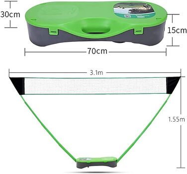 Портативний набір сіток для бадмінтону FBSPORT із сіткою Сітка для бадмінтону з окремо стоячою основою для саду Відкритий теніс у приміщенні Волейбольна сітка (зелена)