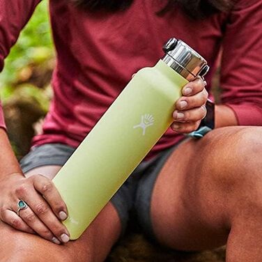 Термобутилка HYDRO FLASK 621 мл, вакуумна, нержавіюча сталь, спортивна пляшка з кришкою Flex Cap, стандартне горло, чорна, придатна для миття в посудомийній машині