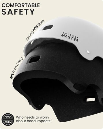 Захисний шолом OutdoorMaster для скейтборду, велосипеда та роликів з вентиляцією, змінними підкладками, для дітей, підлітків і дорослих