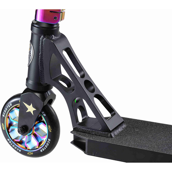 Трюковий самокат STAR SCOOTER Pro Sport Freestyle Kick Stunt Scooter для дітей від 7 років, дорослих 110 120 мм професійний, напівпрофесійний трюковий ролик Alu HIC 120 мм професійний чорний хром