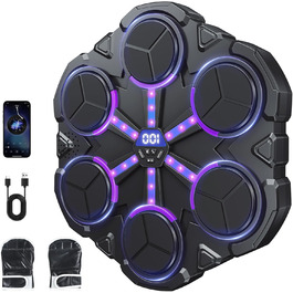 Дитяча музична бокс-машина OYWHBC з Bluetooth, настінна, 3 швидкості, 6 цілей, з рукавичками – розумний тренажер для боксу