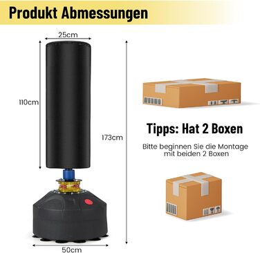 Окремо стояча боксерська груша COSTWAY, боксерська груша стоячи 173 см/175 см з боксерськими рукавичками та присосною ногою, боксерська груша для боксу ММА для дітей дорослих