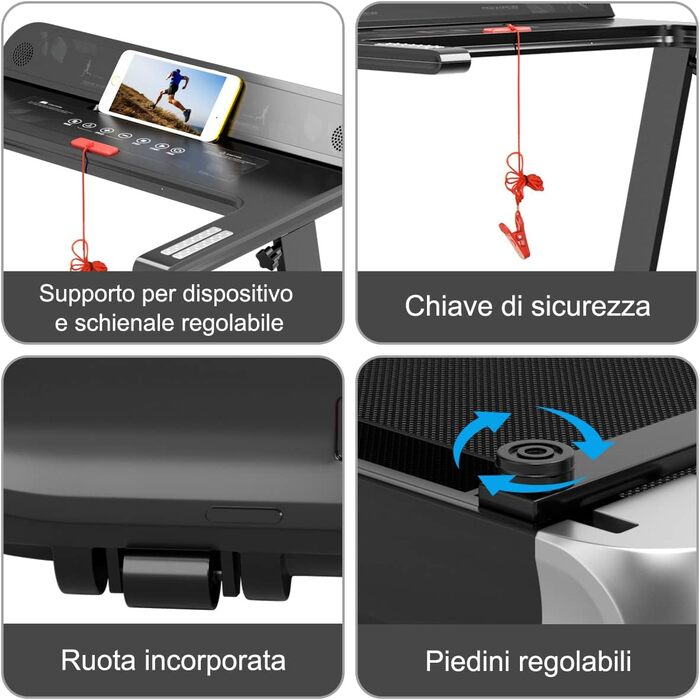 Бігова доріжка COSTWAY з додатком, 12 програм, LED, Bluetooth (сріблястий)