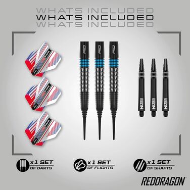 Набір дротиків RED DRAGON Vengeance Tungsten Softip (20 г, 2) з вильотами