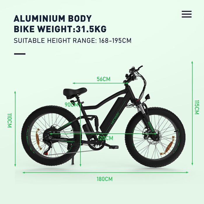 Електровелосипед HITWAY 26 Fat Tire, 48V 15Ah, 7-шв., до 80 км