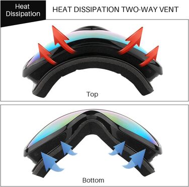 Гірськолижні окуляри HuoBi, Снігові спортивні окуляри Гірськолижні окуляри для активного відпочинку OTG 100 захист від ультрафіолету, вітрозахисні та протитуманні окуляри для сноуборду для чоловіків, жінок, дорослих, молоді