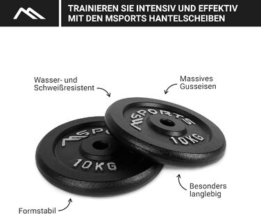 Гантелі MSPORTS Weight Plates Professional 100 чавун 5-30 кг (2 x 10 кг - чорна)