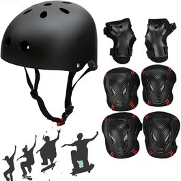 Шолом і комплект захисту для скейтбордингу, роликів, самокатів, BMX, для дітей і дорослих (57-62 см)