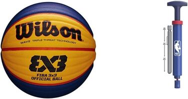 Міні-гумовий баскетбольний м'яч Wilson Unisex-Adult FIBA 3X3 (матчевий м'яч, комплект із набором насосів для м'яча)