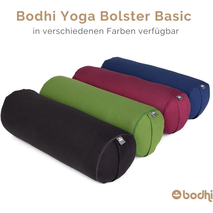 Рулон Bodhi Yoga Bolster Ø 22 см Рулет для йоги з органічною начинкою зі спельти Подушки для йоги для відновлювальної та інь-йоги Бавовняний чохол, який можна прати Подушка для пілатесу з ременем для перенесення (баклажани)