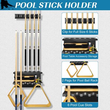 Кріплення MoyanSuper Pool Cue Rack на 6 паличок, чорне