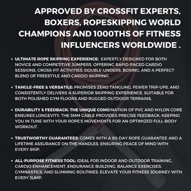 Скакалка Elevate Speed Rope MAX, професійна, міцний ПВХ з нейлоновим осердям, 5 мм, довжина до 3 м, посилені ручки