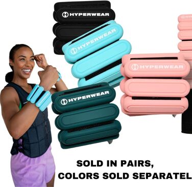 Гантелі-обважнювачі для зап’ясть і щиколоток HYPERWEAR 0,5 кг, регульовані ваги для жінок для ходьби, бігу, пілатесу, йоги, барре, стильний дизайн