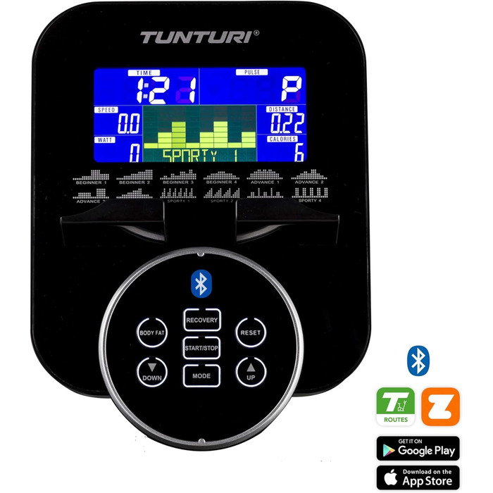 Велотренажер Tunturi FitCycle 50i/70i з LCD монітором Ергометр з додатком (Tunturi Routes & Zwift) Велосипед для домашнього тренажера на 32 кроки, датчик серцевого ритму, вантажопідйомність 150 кг (Tunturi Fitcycle 50i)