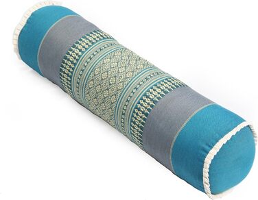 Комерційна вежа тайська подушка 50x13 з наповнювачем Kapok Yoga Bolster Yoga Pillow Roll Solid Pillow Roll (тайський візерунок) (синій)