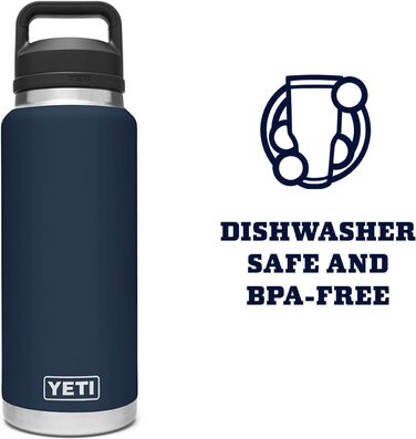 Термос-пляшка YETI Rambler, вакуумна, нержавіюча сталь, з кришкою, колір морський синій