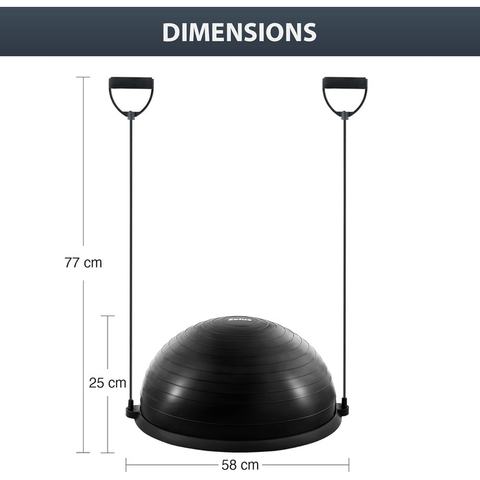 М'яч для балансу ZELUS 5825 см з ремінцями та насосом (чорний)