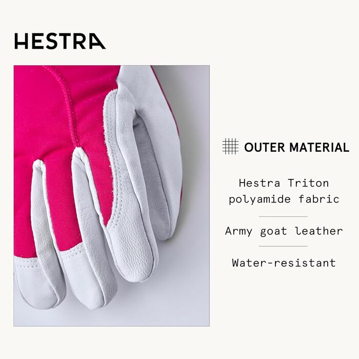 Жіночі рукавички HESTRA Heli, Fuchsia-Offwhite, розмір 8