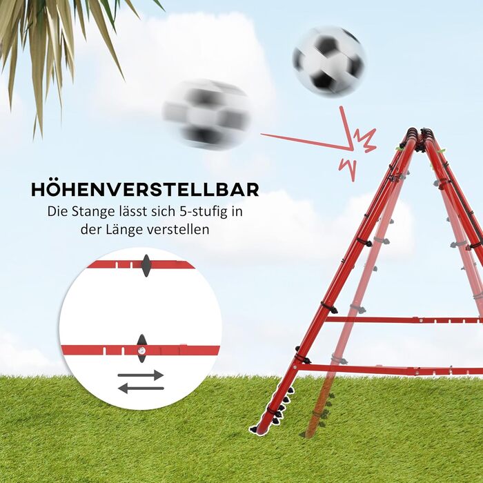 Відскік HOMCOM Football Rebounder, двосторонній, 100x95x90 см, Червоний