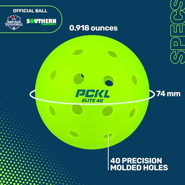 М'ячі PCKL Elite Pickleball, турнірні, 40 шт., 4, 50, 100 уп., схвалено США