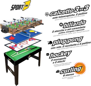 Стіл Sport1 Supertable Mini 5-в-1 футбол, теніс, хокей, більярд