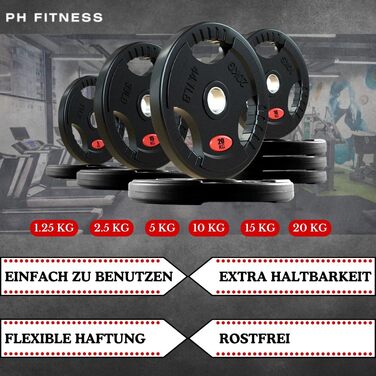 Набір пластин PH Fitness Premium Rubber Tri Grip 50мм, 2x1.25 кг