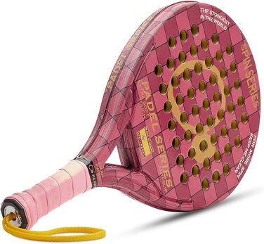 СЕРІЯ PADEL Серія SPIN ABS і полікарбонатна ракетка Padel Максимальна продуктивність завдяки інноваційним, нековзним прогумованим бічним сторонам Червона ракетка тверда, синя ракетка м'яка, ракетка фуксія екстра м'яка