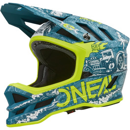 Шолом для гірського велосипеда O'NEAL Blade Polyacrylite, MTB, для даунхілу, вентиляція, Dri-Lex підкладка, ABS, для дорослих, бірюзово-неоновий жовтий, XL