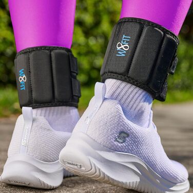 W8FIT Регульовані обважнювачі для ніг і щиколоток, знімні вантажі, 1,8 кг, чорні, розмір M (22,9-30,5 см), 2 шт, прані
