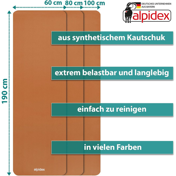 Килимок для йоги ALPIDEX товстий 1,5 см не ковзає (абрикос)