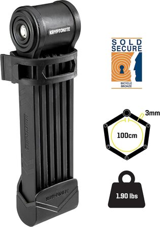 Велозамок Kryptonite Keeper 510 та Keeper 785, ланцюговий та тросовий, чорний, 3мм/100см, інтегрований замок