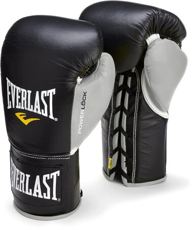 Бойові рукавички Everlast Everlast PowerLock Pro (чорний / сірий, 10 унцій (XL))