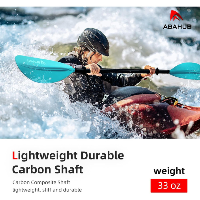 Весло для байдарки Abahub Carbon 220-240см (бірюзовий)