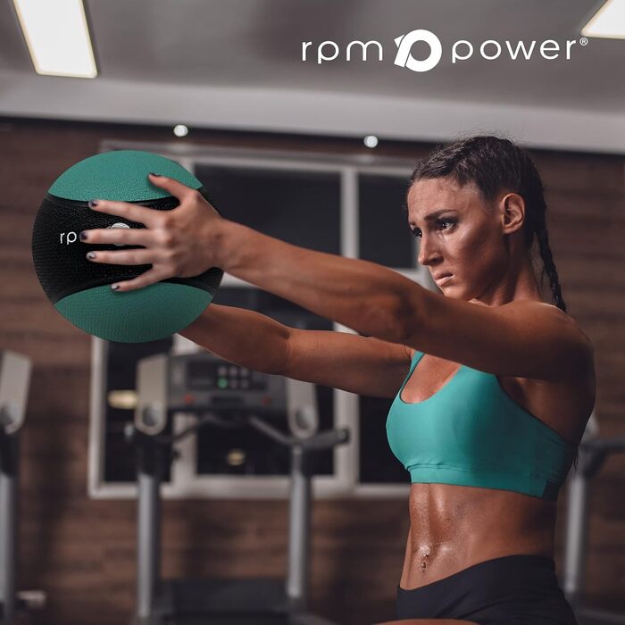 Медичний м'яч RPM Power 4 кг, зелений, гумовий, з нековзною ручкою для кросфіту, метання, стрибків, пліометрії