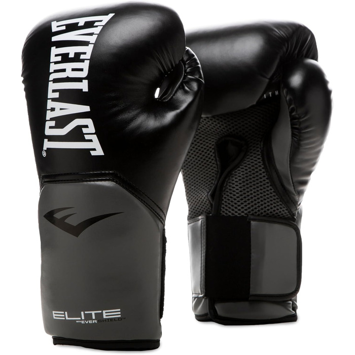 Боксерські рукавички для дорослих Everlast Unisex Pro Style Elite Glove Glove (8 унцій, чорний/сірий)