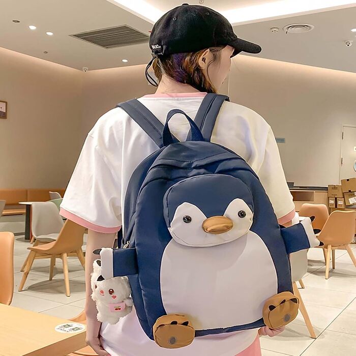 Рюкзак Girl Penguin з підвіскою, синій, One Size