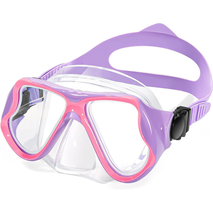 Маска для дайвінгу Freela Kids Swim Goggles для підлітків 5-14 років, лінза із загартованого скла, окуляри з оглядом 180 HD з кришкою для носа для басейну Beach Purple