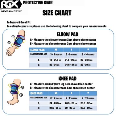 Комплект захисту WeLLIFE для дітей RGX 6 наколінників, налокітників, зап'ясть і рук для туберкульозу, скейтборду, велосипеда, скейтборду, самоката та інших видів спорту в безпеці (чорний, XS)